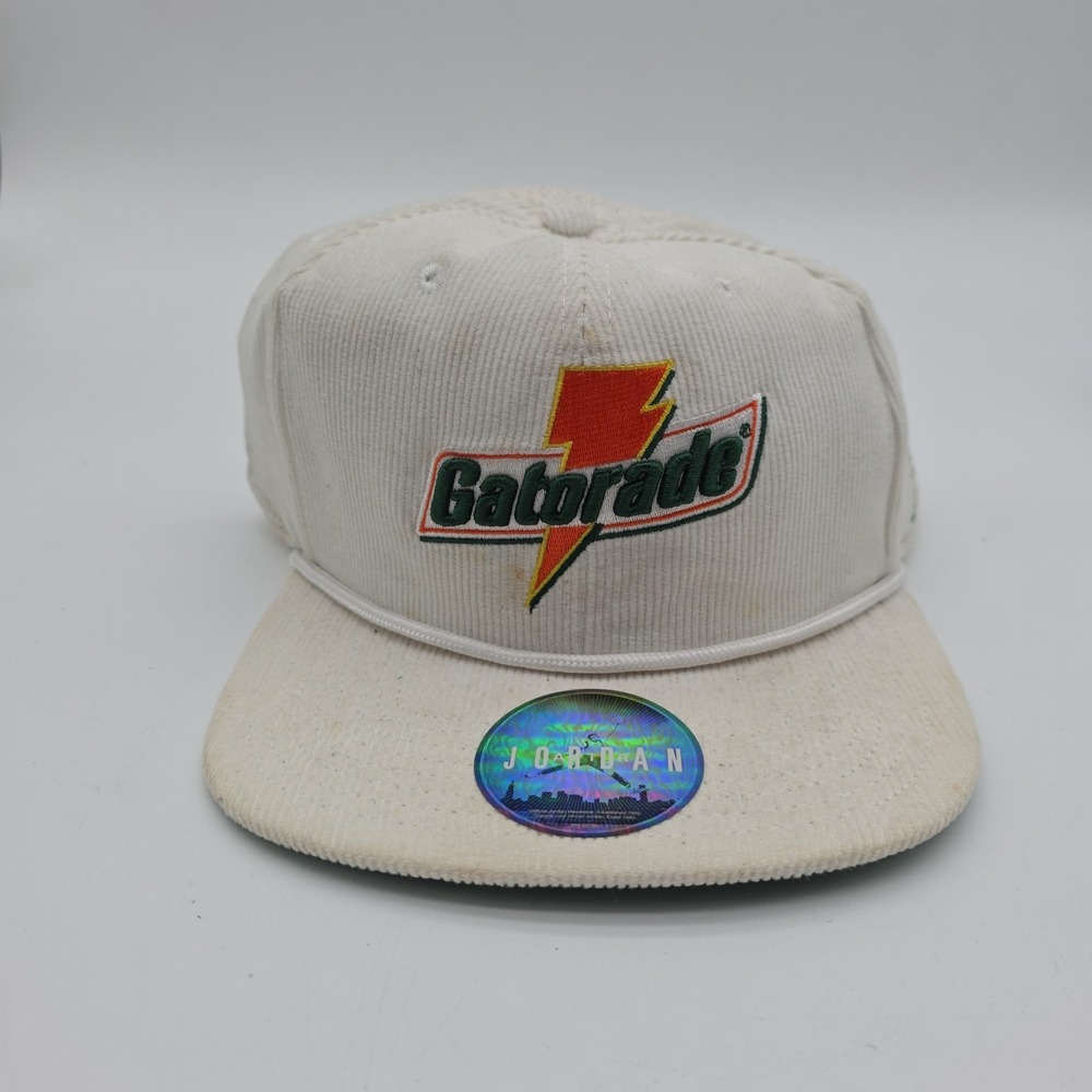 Gatorade x Air Jordan Hat Men White Green Corduroy Jumpman Snap Back Cap New
